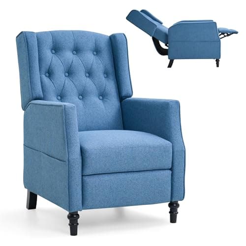 Image of FLEXISPOT Recliner Chair Adjustable Pushback Accent Armchair for Home Relaxation Wing Back Reclining Sofa for Living Room & Bedroom, Blue