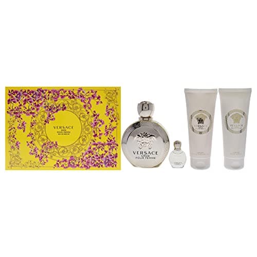 Image of Versace Eros Pour Femme 4 Piece Gift Set: Eau De Parfum 100ml - Shower Gel 100ml - Body Lotion 100ml - Eau De Parfum 5ml