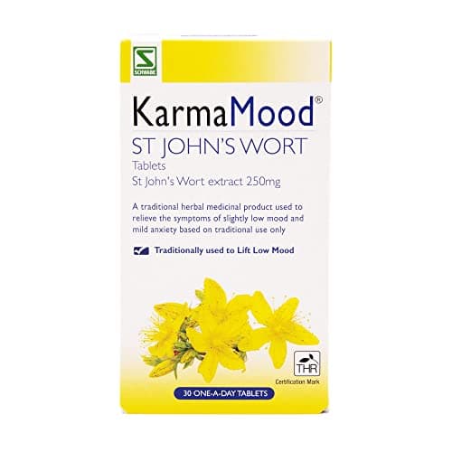 Image of Schwabe KarmaMood - St John's Wort Extract 250mg - Traditionally Used for Low Mood and Mild Anxiety - Traditional Herbal Medicinal Product - 30 Tablets