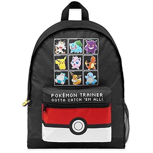 Image of Pokemon Backpack for Kids Teenagers Pikachu Rucksack School Bag with Zipped Pockets Adjustable Straps Charizard Daypack for Travel Sports Anime Gifts (Black/Red)