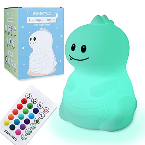 Image of BONNYCO Night Light Kids with Remote and Touch Control 16 Colours. Dinosaur Baby Night Light with Timer, Kids Lamp Silicone BPA Free. Cute Lamp Nightlights for Bedroom, Gifts for Boys Girls