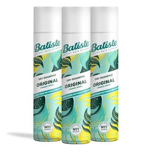 Image of Batiste Dry Shampoo Original 200ml, Fresh & Clean Fragrance, No Rinse Spray to Refresh Hair in Between Washes (Pack of 3)