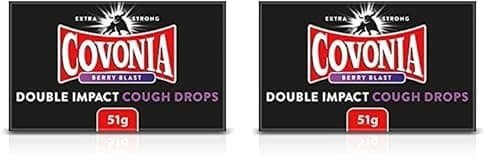 Image of Covonia Double Impact Cough Drops Berry Blast 51g Extra Strong Warming Flavour and Menthol Vapour (Pack of 2)