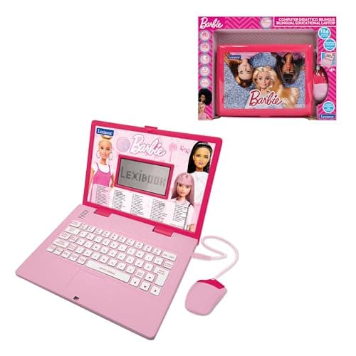Image of Lexibook Barbie, Educational and Bilingual Laptop in English/Italian, Toy for children with 124 activities to learn, play games and music, Pink, JC598BBi5LXB