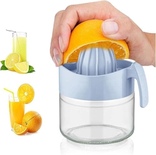 Image of Best House | Lemon Squeezer | Manual Lemon Citrus Juicer | 300 ml | BLUE | Multifunctional Glass Fruit Juicer | Lemon Lime Orange Citrus Squeezer Manual Hand Press Juice (Pack of 1)