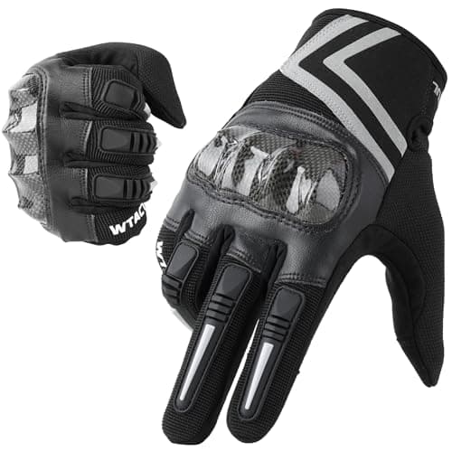 Image of WTACTFUL Motorcycle Gloves for Men Women, Motorbike Gloves Full Finger Touchscreen Breathable for Bike Riding Motocross Road Racing Cycling MTB Summer Black L