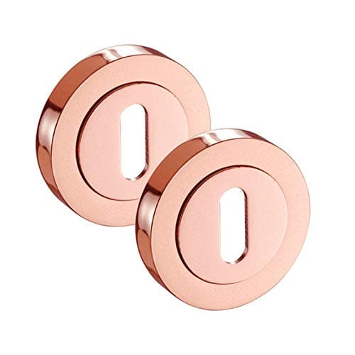 Image of Rose Gold Keyhole Escutcheon Pair - 50mm Diameter x 10mm