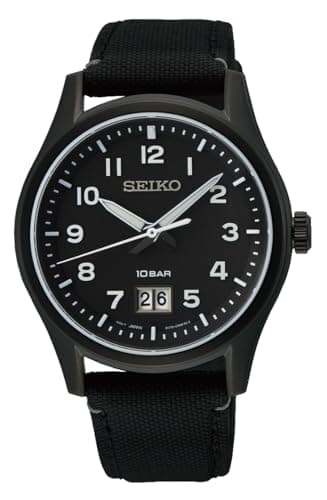 Image of Seiko Men's Analogue Quartz Watch with Nylon Strap SUR571P1, Black
