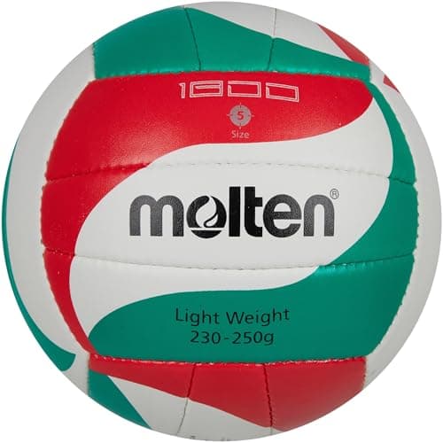 Image of Molten 1800-L Lightweight Volleyball | Soft TPU Training Ball | Durable Thermoplastic Polyurethane with PVC Coating with Latex Bladder | Multicolour Green White Red