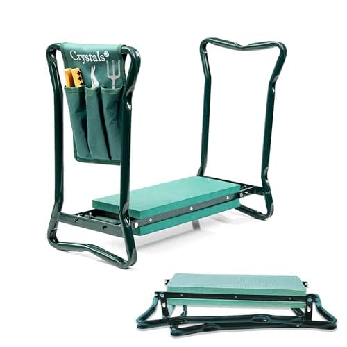 Image of Denny International Portable Folding Garden Kneeler + Tools Bag for Gardening with Knee Pad & Foam Padded Seat Stool (Tool Bag and Kneeler)