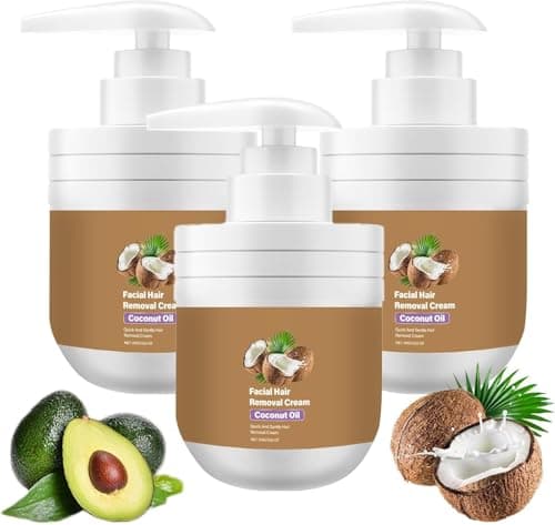 Image of Coconut Facial Hair Removal Cream for Women, Coconut Oil for Skin, Face & Body, Painless Hair Remover, Moisturizing and Soothing Skin, No Stubble,No Irritation, Fast Results, For All Skin Types (3)