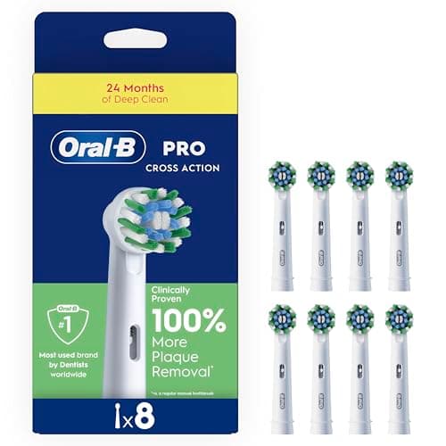 Image of Oral-B Pro Cross Action Toothbrush Heads, Pack of 8 Counts, Suitable for Mailbox