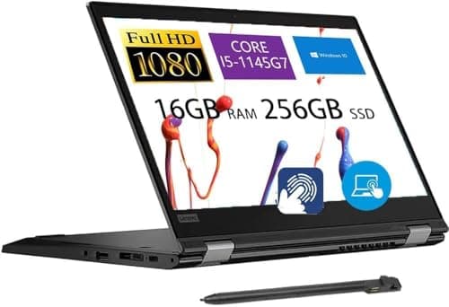 Image of Lenovo ThinkPad L13 Yoga Gen 2, Touchscreen 2-in-1 Business Laptop, Intel Core i5-1145G7, 13.3-Inch FHD Notebook, 16GB RAM, 256GB SSD, QWERTY Keyboard, Stylus Pen, WiFi, Windows 11 Pro (Renewed)