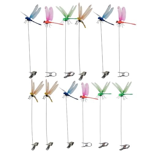 Image of Dragonfly Garden Decor, Scare Device Garden Defense, 12 Piece 3D Motion Effect, Lightweight Resin Dragonfly Hanging, Outdoor Yard Orchard Decor Set, for Farm, Patio, Tree, Pathway, Driveway Protection