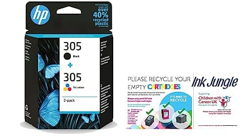 Image of Ink Jungle HP 305 Black & Colour Ink Cartridge For HP ENVY 6010 6010e 6020 6020e 6022 6022e 6030 6030e 6032 6032e 6420e 6430e 6432e Printers Charity Recycling Bag 6ZD17