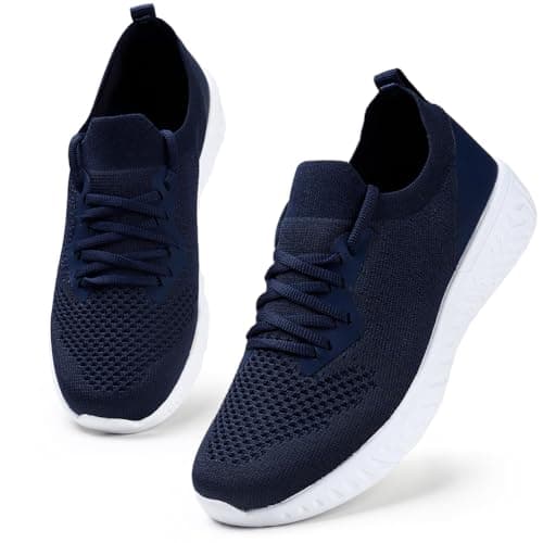 Image of HKR Ladies Trainers Athletic Running Shoes Lace Up Tennis Shoes Gym Sport Sneakers, 6 UK, Dark Blue