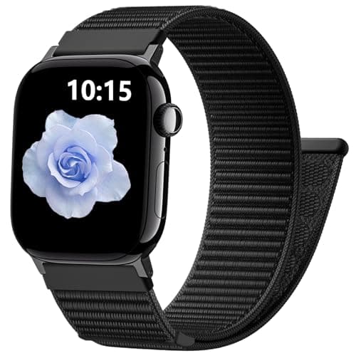 Image of CeMiKa Nylon Loop Strap Compatible with Apple Watch Strap 46mm 42mm 44mm 45mm 49mm Men Women - Nylon Sport Soft Breathable Band for iWatch SE Series 11 10 9 8 7 6 5 4 3 Ultra 3 Ultra 2 1, Black
