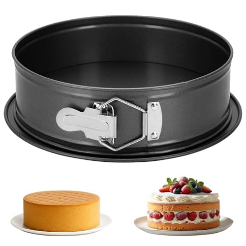 Image of GeekLeaf Cake Tin for Baking, Round Springform Cake Tin with Loose Base Easy Release for Cheesecake, Non-Stick Cheesecake Pan with Loose Bottom for Restaurants, Home and Kitchen,Grey,8 Inch,20×6.5 cm