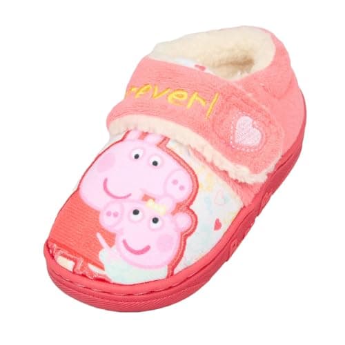 Image of Peppa Pig Girls Slippers Kids Fleece Fur Lined Toddler Character Slippers House Shoes (Pink, UK child 6, UK Footwear Size System, Little Kid, Numeric, Medium, 6)