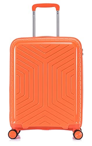 Image of DK Luggage 20” Cabin Ryanair, EasyJet, BA, Jet 2 Hard Shell Approved Hand Luggage Polypropylene Suitcase 4 Wheel Spinner Luggage PP20 Orange