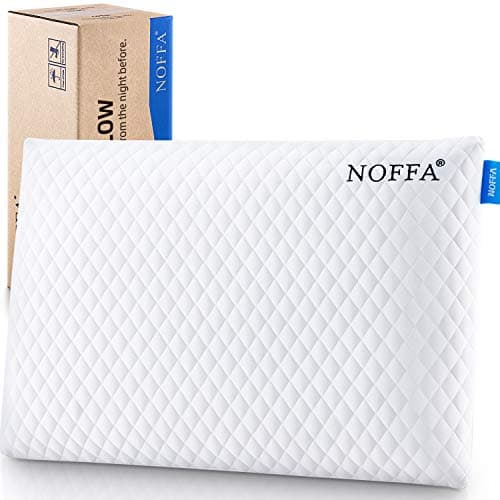 Image of NOFFA Thin Pillow for Adults, 6cm Slim Memory Foam Pillow Flat for Sleeping, Low Profile for Kids/Stomach Sleeper, Standard with Washable Cover