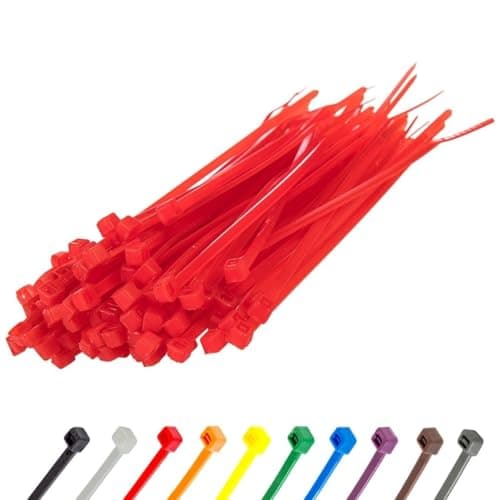 Image of Gocableties Small Red Cable Ties, 100mm x 2.5mm, Pack of 100, 4” Premium Nylon Zip Ties, Plastic Tie Wraps, Secure Self-Locking Mechanism, for Home, Garden, Office and DIY
