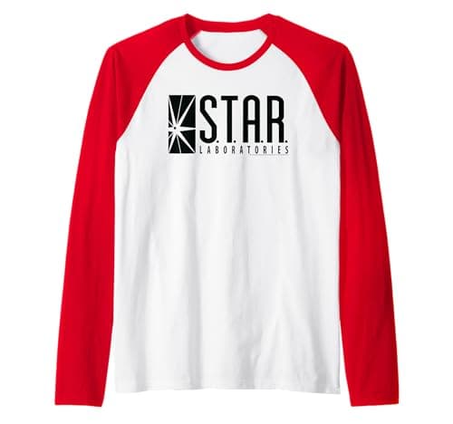 Image of DC Comics Flash Star Labs Logo Black Raglan Baseball Tee