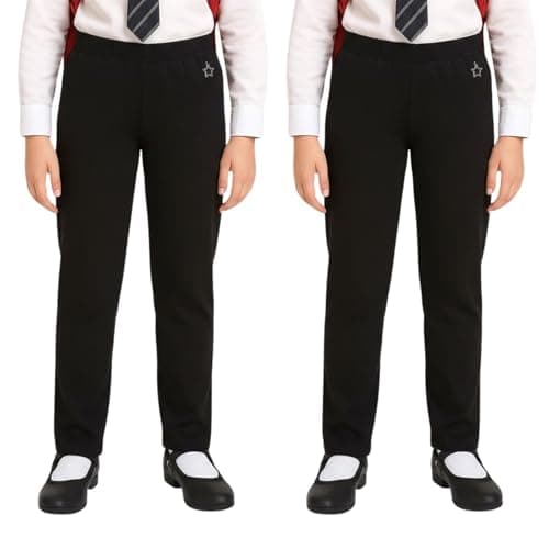 Image of A2Z 4 Kids Girls Plain Pack of 2 School Uniform Pants - Girls Pant UF787 2 Pack Black 13-14