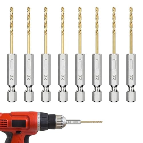 Image of Hex Drill Bit Set 2 mm – 8 PCS High Speed Steel Twist Drill Bits with 1/4 Inch Hex Shank – Pilot Drill Bits for Wood, Metal & Plastic Applications