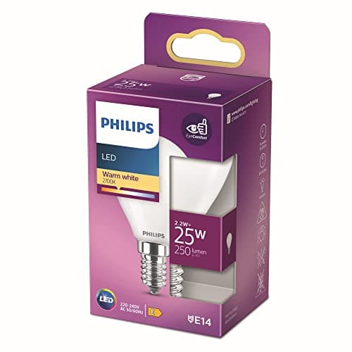 Image of Philips LED Premium Classic P45 Lustre Light Bulb [E14 Small Edison Screw] 2.2W - 25W Equivalent, Warm White (2700K), Non Dimmable