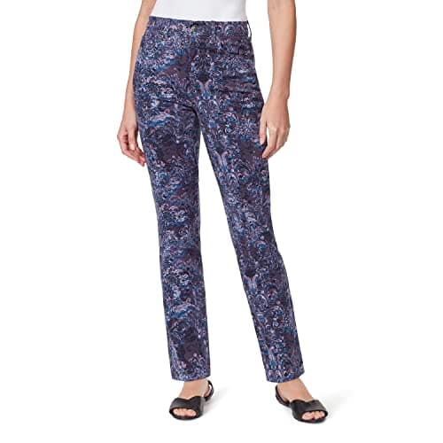 Image of Gloria Vanderbilt Womens Amanda Classic High Rise Tapered Jean Petite, Graystone Roman Scrolls, 22