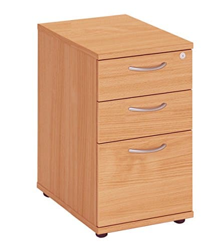 Image of Office Hippo Fraction 3 Drawer Desk High Pedestal, 60 cm Deep, Pre-Assembled - Beech