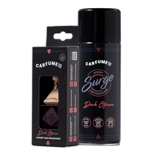 Image of Carfume Twin Pack Dark Opium Car Air Freshener | Premium Floral Mix, Musk & Vanilla Fragrance - Original Diffuser & Surge Can Set - Luxury Car Accessory Gift For Women