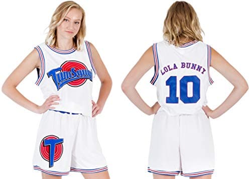 Image of Space Jam Tune Squad Logo Lola Bunny #10 White Basketball Jersey