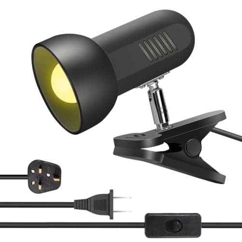 Image of Clip on lamp,360 ° Rotating Clip Book Light Portable Reading lamp, Clip in The Desk/Table/Double Bed/Cabinet Lighting (Desk lamp,Seven Colors for Your Choice) (Black 1)