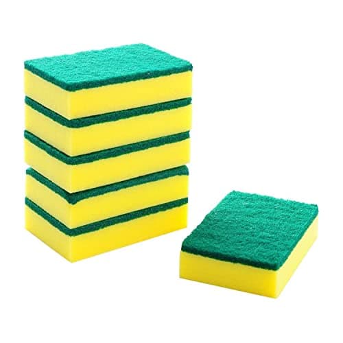 Image of HOMESmith - Large Heavy Duty Scrub Sponge - Dual Sided Dish Washing & Cleaning Scourer - Absorbent, Non-Scratch, Reusable - Pack of 6,Yellow & Green