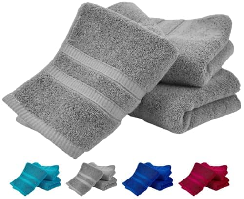 Image of Wholesale Trade Dealz Luxury Wash Cloth Set (800 GSM, 30 x 30 cm, 3-Pack) Super Soft 100% Egyptian Cotton Premium Flannels Face Cloth Quick Dry & Absorbent Hotel Quality Towels (Silver)