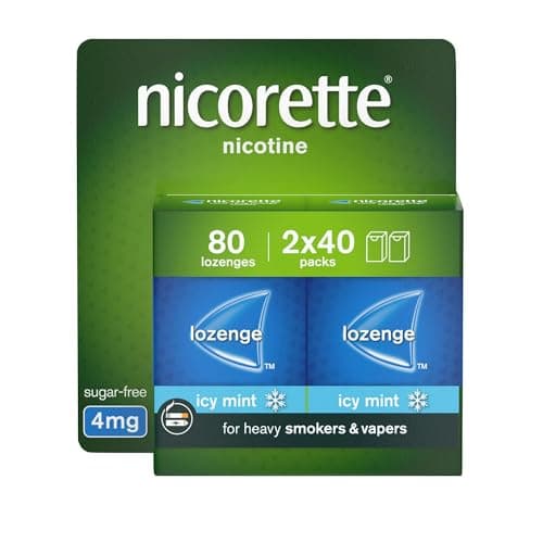 Image of Nicorette Cools 4mg Lozenge, 80 Lozenges (2 x 40 Packs), Effective and Discreet Quit Smoking Aid for Cigarettes, Nicotine Lozenges with Dual-Layer Icy Mint Flavour Release