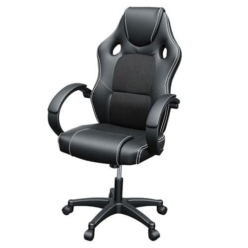 Image of Panana Gaming Chair, Racing Style Office High Back Ergonomic Conference Work Chair Reclining Computer PC Swivel Desk Chair with Lumbar Support&Adjustable Task Gas lift PU Leather (Black)