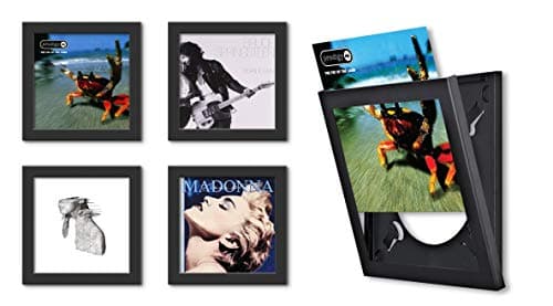 Image of Show & Listen Album Cover Display Frame, Flip Frame Displays Vinyl Records, 12.5x12.5, Black, Set of 4