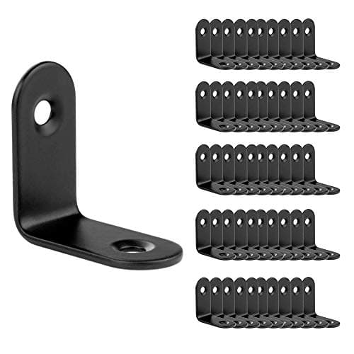 Image of STARVAST 50 Pack Stainless Steel 90 Degree Angle L shape Bracket, Corner Brace Joint Bracket Fastener, 25mm x 25mm x 15mm, Black Tone, Round End, 2 Holes