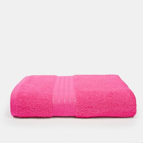 Image of Brentfords Bath Towel For Bathroom, Super Soft 100% Cotton Highly Absorbent Fade Resistant Quick Dry Luxury Daily Use Bath Towels Large For Spa or Gym, Bright Pink-70X115cm