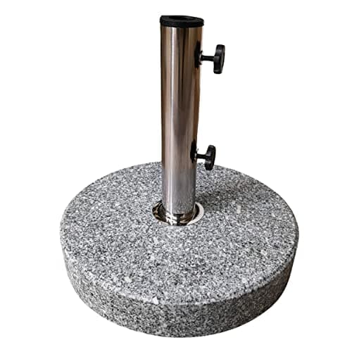 Image of Samuel ALEXANDER 25kg Grey And White Granite Parasol Stand Base Heavy Duty Large Garden Parasols Umbrella Holder Stand For Sun Garden Shade 25mm to 49mm Parasol Pole