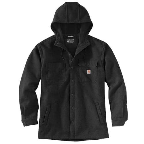 Image of Carhartt Men's Rain Defender® Relaxed Fit Heavyweight Hooded Shirt Jac, black, L