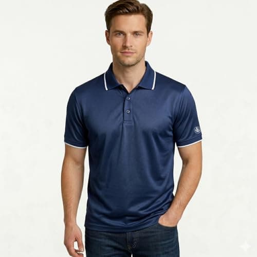 Image of Island Green IGTS1899 Mens Back Yoke Detail Stretch Quick Dry Performance Golf Polo Shirt, Navy, Large