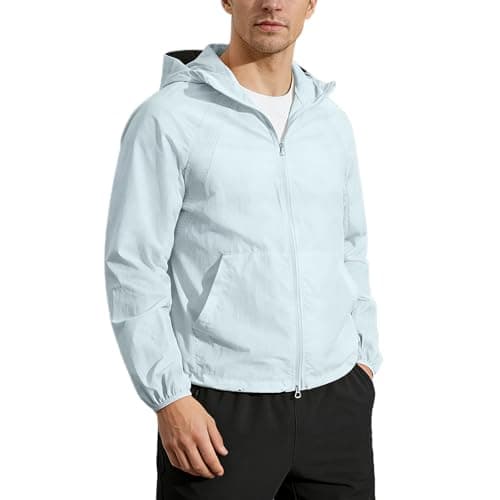Image of Generisch Lightweight Hooded Jacket for Men Breathable Leisure Outdoor Coat with Zip Pockets, lightblue, XS