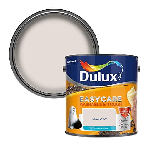 Image of Dulux 403201 Easycare Washable & Tough Matt Emulsion Paint For Walls And Ceilings - Nutmeg White 2.5L