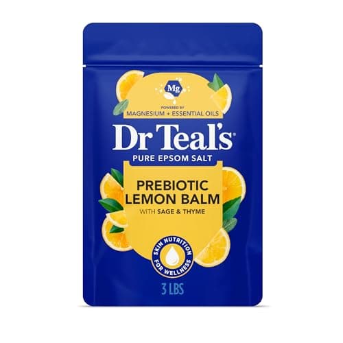Image of Dr Teal's Pure Epsom Salt Soaking Solution Prebiotic Lemon Balm with Essential Oils 3Lb 1.36Kg