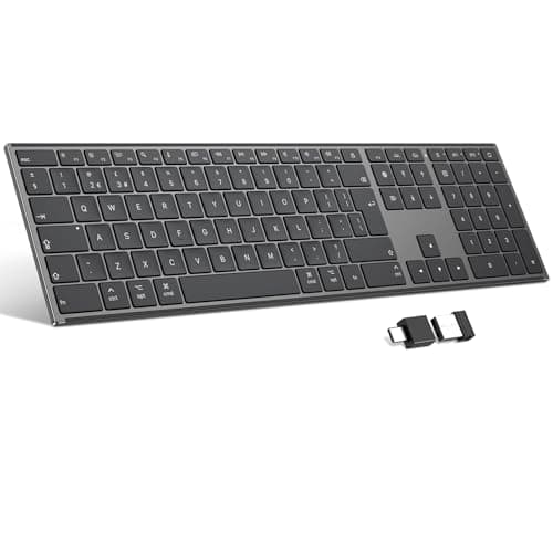 Image of OMOTON Wireless Keyboard for Mac with Metal Frame, 2.4G/Bluetooth Keyboard Backlit, Ultra Slim, Rechargeable Keyboard Quiet for Apple MacBook Pro/Air, iMac, Mac Mini, QWERTY UK Layout, Space Gray