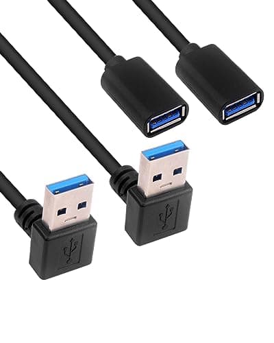 Image of BRIEFCEC USB Extension Cable Up Angle, USB A Male to A Female USB 3.0 Extension Cord Data Transfer Extender Cable with Gold-Plated Contacts for USB Flash Drive/Hard Drive (Up, Black, 30cm, 2 Pack)